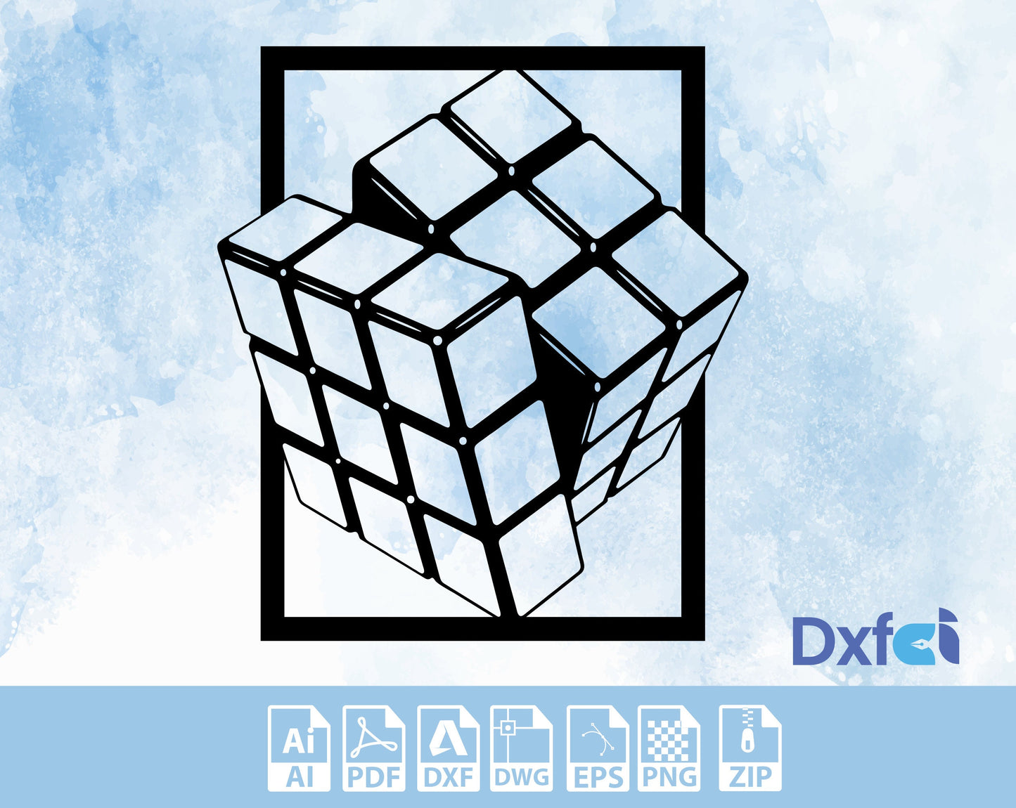 Cube SVG | Rubiks Cube DXF File | Sticker | Silhouette DXF | Svg Dxf Files | Laser Cut | Plasma Cut | Router | Vector Files | Metal |