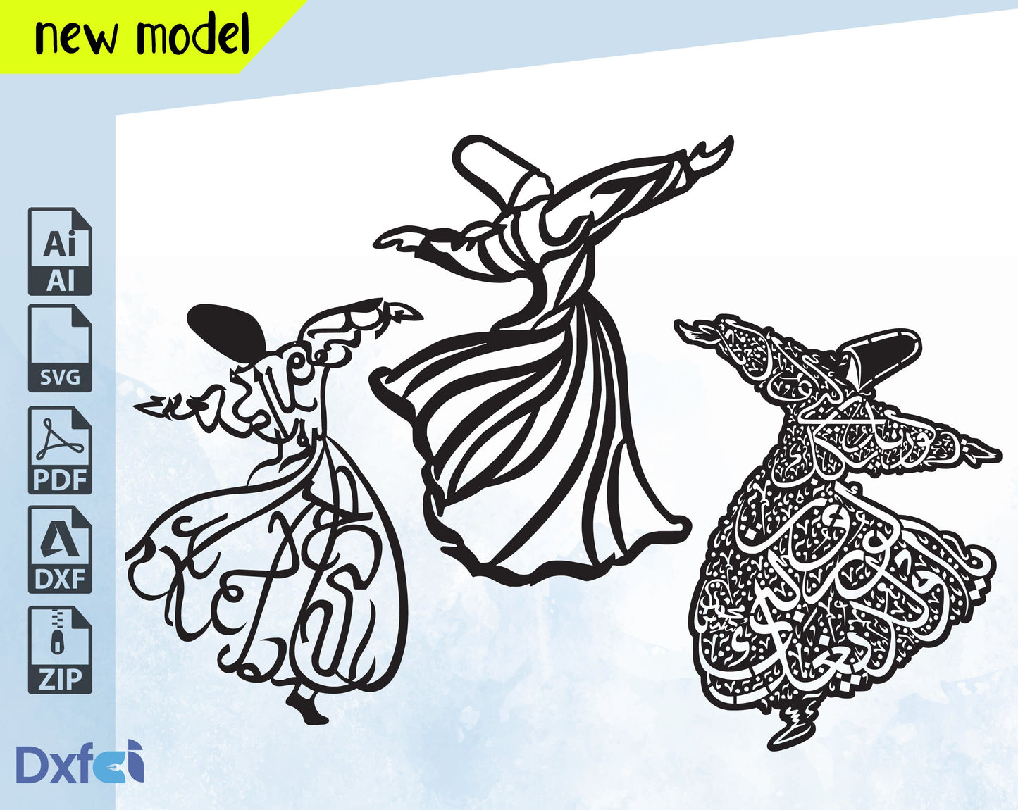 Whirling Dervish Svg Hz Mevlana Thinker Religious Design islamic Svg Dxf Files Mevlana Dervish whirling dervish islamic ,selcuklu islamic
