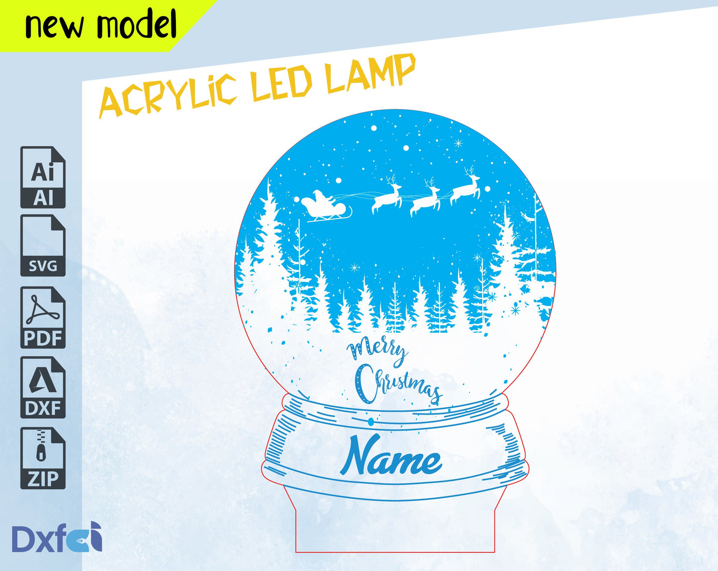 3D laser christmas Svg Dxf New year 2025 ,santa claus , pine Svg deers 3D lamp file 3D laser cut files, 3D lamp files, 3D lamp svg