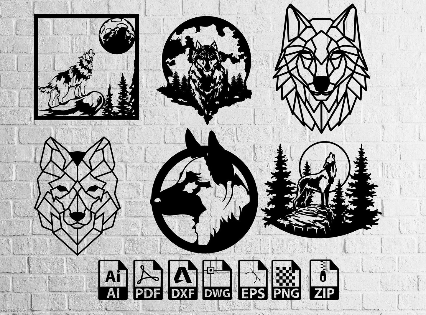 Wolf SVG Bundle, Wolf Art, Wolf PNG, Wolves Svg,Laser Cut Files Wolf Head Svg, Lone Wolf Art, Wolf Shirt Files, Wolf Clipart