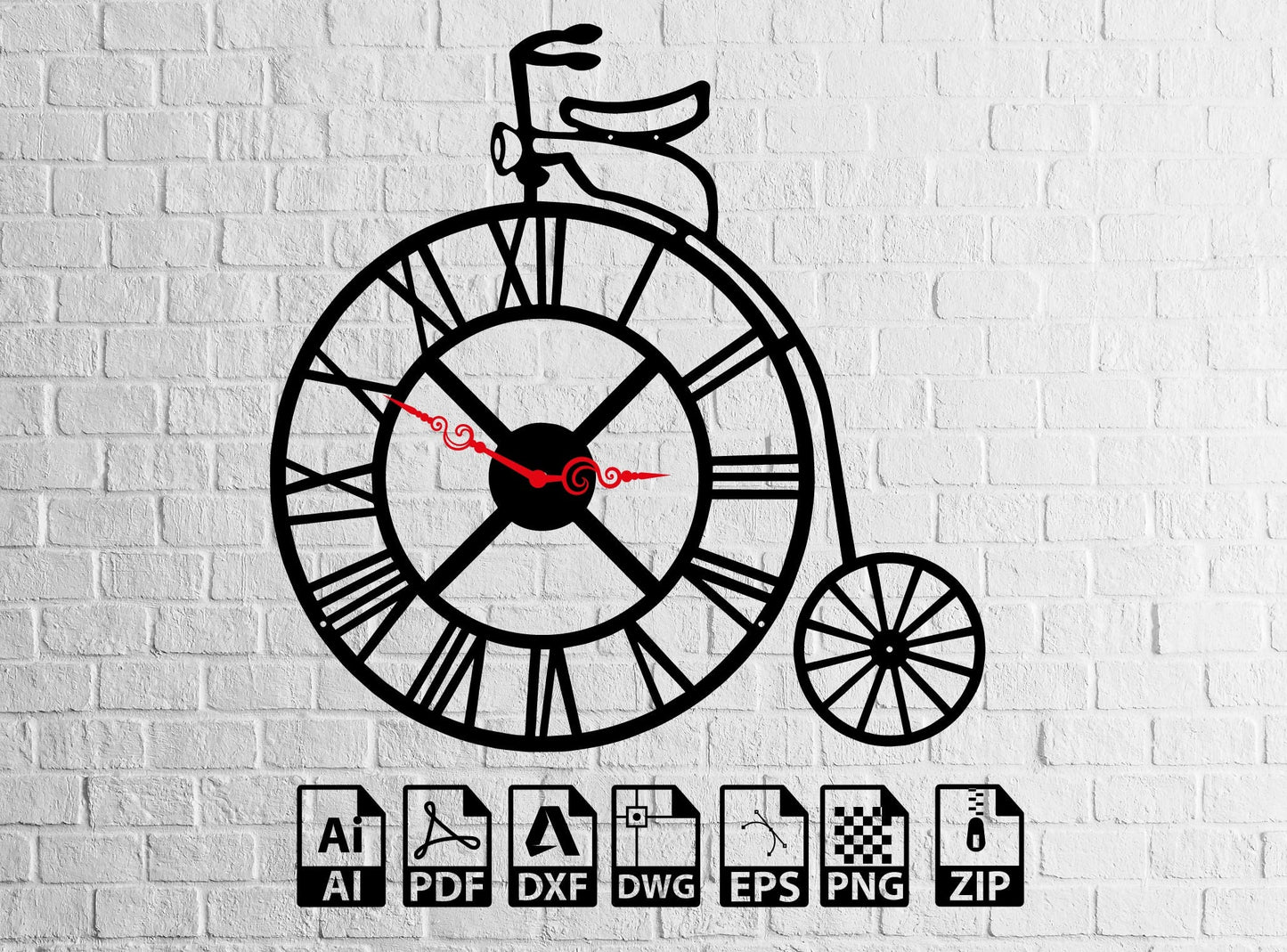 Bike Clock Svg Metal Large Wall Clock Modern Wall Clock Metal Wall Decor Wall Art Mother's Day gift Dijital Download , Lightburn ,Circut