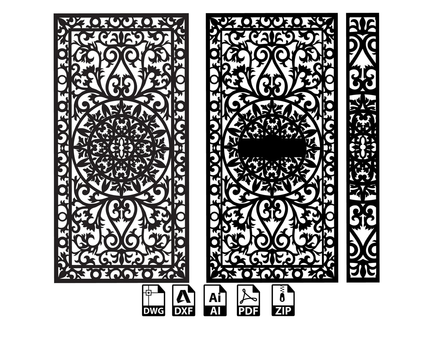 Digital Gate Grill Garden Doors Panel Dxf Panel Partition Room Divider Templates Vector Svg Dxf Files Laser Cutting CNC Plasma #KAP019