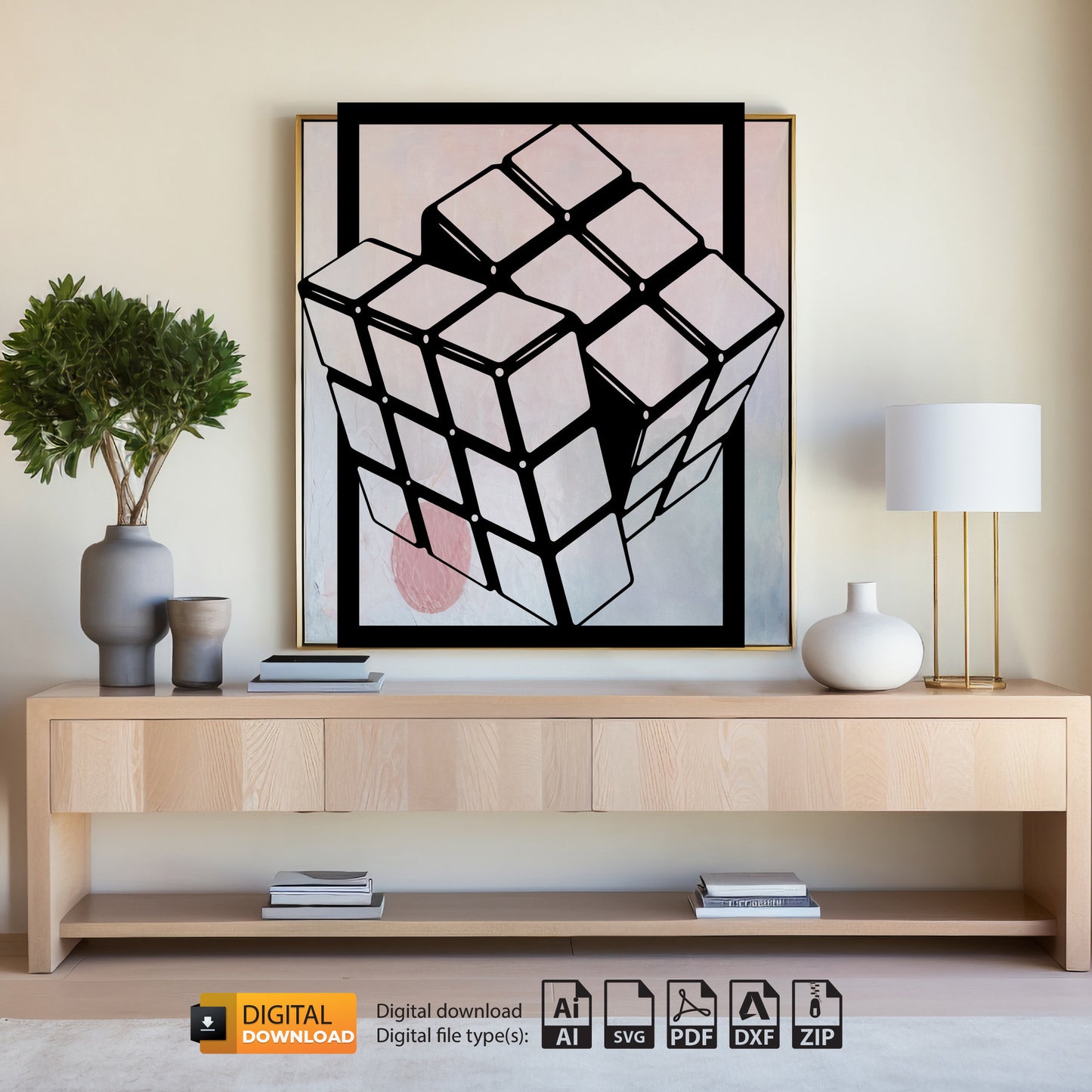 Cube SVG | Rubiks Cube DXF File | Sticker | Silhouette DXF | Svg Dxf Files | Laser Cut | Plasma Cut | Router | Vector Files | Metal |
