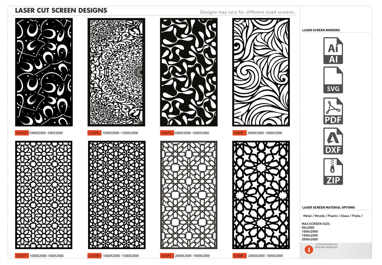 Dxf Plasma Cut,Room Divider Laser 48Pcs+ 6 Page CNC files dxf, svg, ai Panel Dxf laser cutting , plasma cutting Metalic & Wood CNC machine!