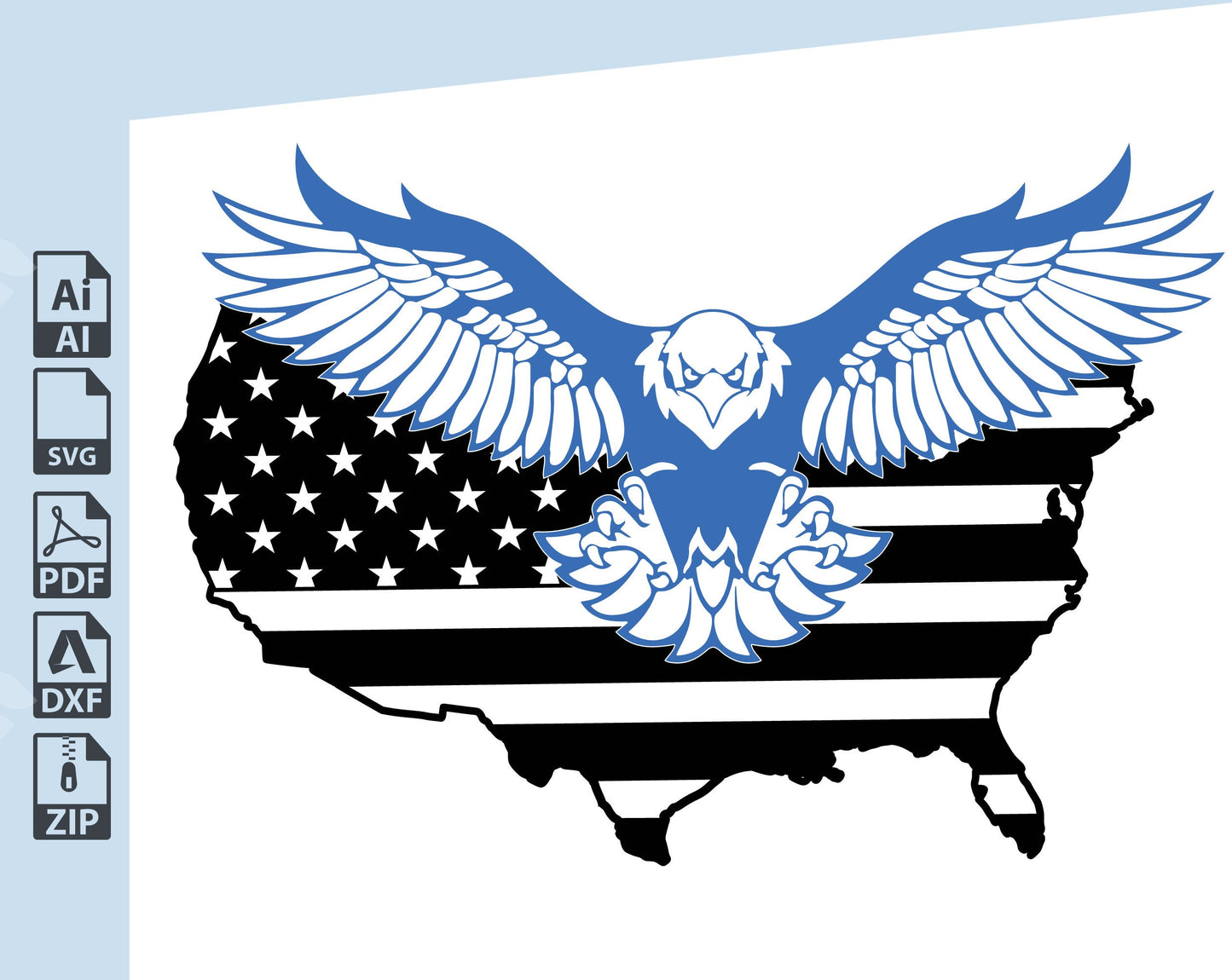 Eagle Flag Usa Svg United States -Usa 5Pcs SVG/DXF - LaserCut Files Digital Download