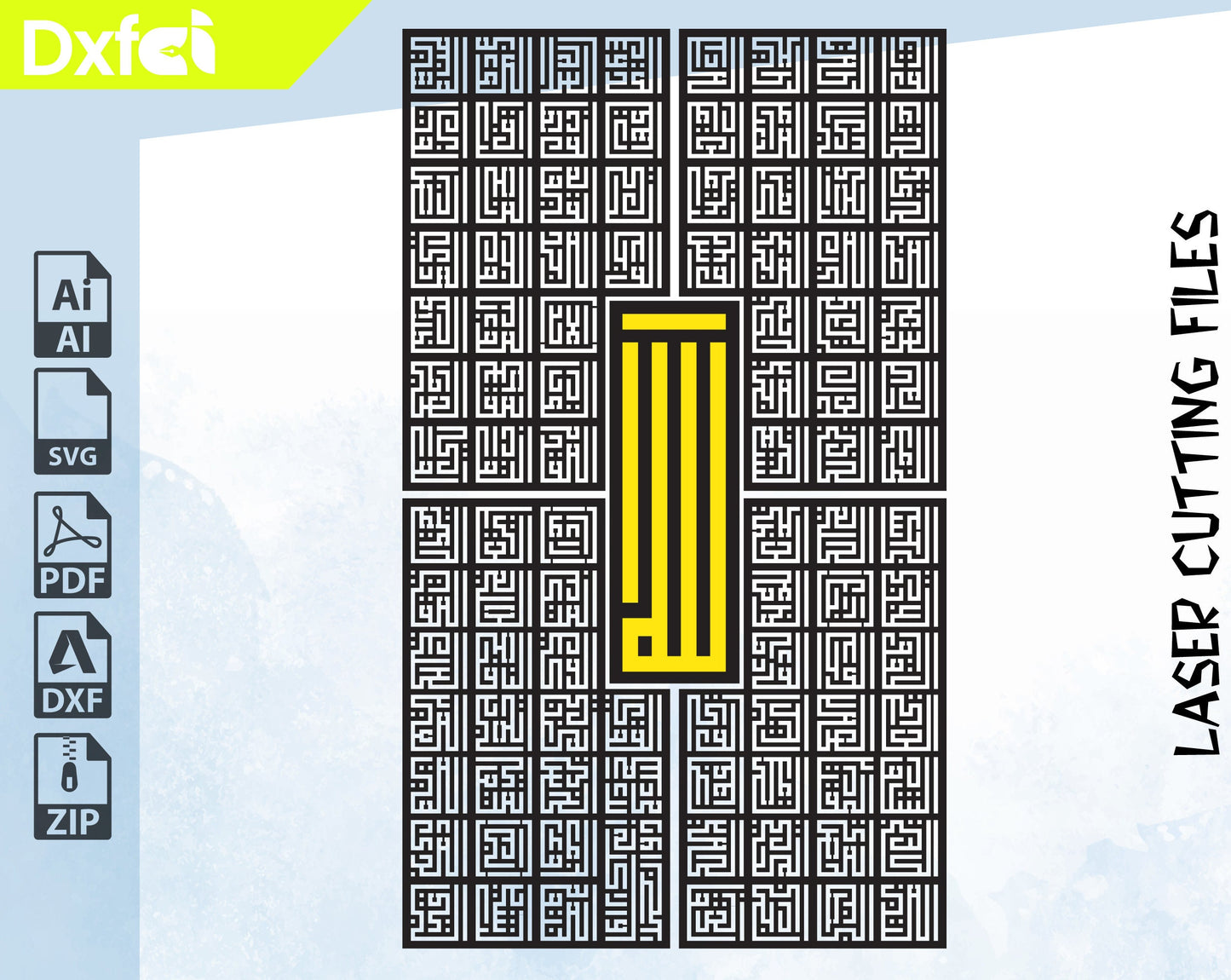 99 Names Of Allah SVG Files Arabic Files Asmaa Allah Al-Husna Kufic Calligraphy Svg Dxf Files