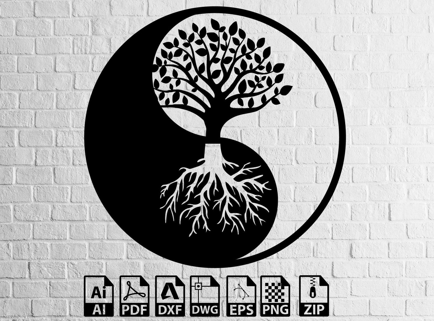Yin Yang Tree SVG Dxf Files Laser Cut | CNC & Laser Cut Wall Art | Vector Design