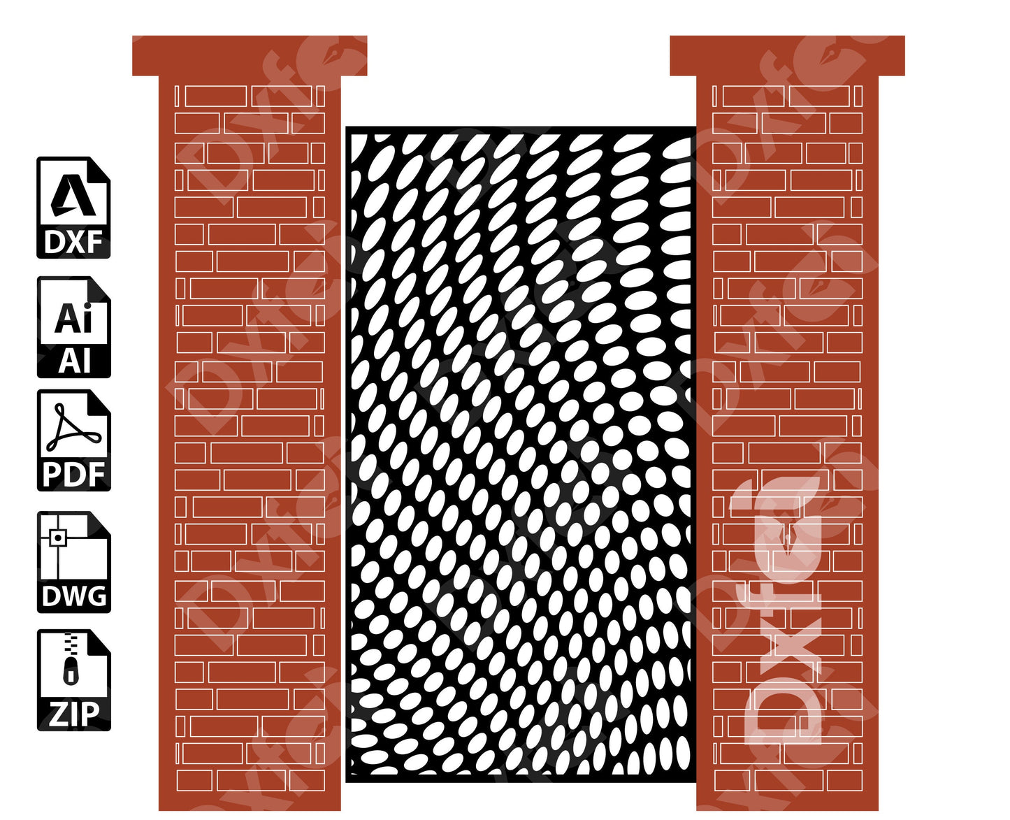 Halftone Grill Gate Room Screen 12 Pcs Panel Dxf Files Divider Partition Digital Svg Dxf Files Laser Cricut Glow Forge Plasma Cutting