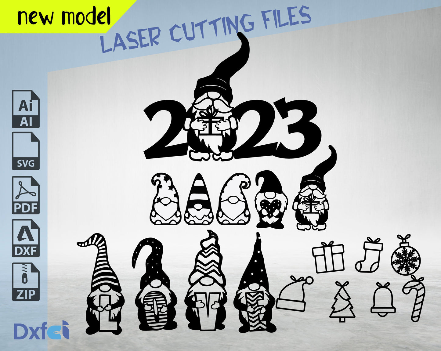 Gnome Bundle SVG For Cut File,Christmas Doodle, Gnomes Svg Dxf Files