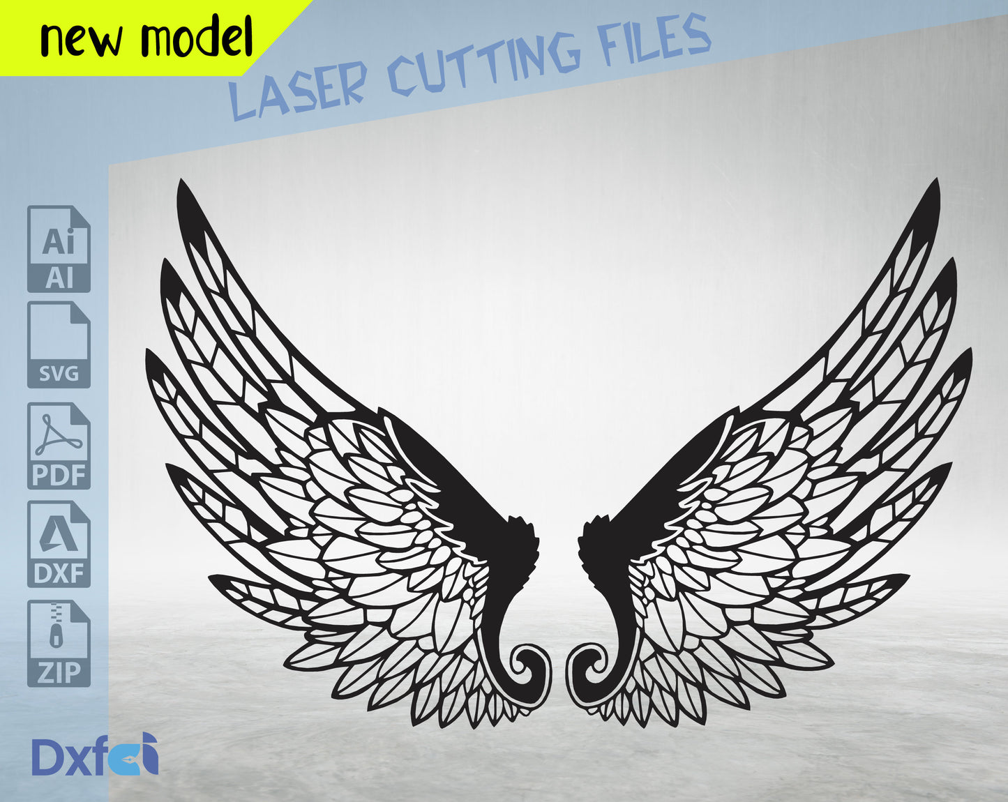 Angel Wings Svg, Laser Cut Dxf Files Wings Dxf , Angel Wings Clip Art, Wings Cut File For Silhouette, , Lightburn ,Circut