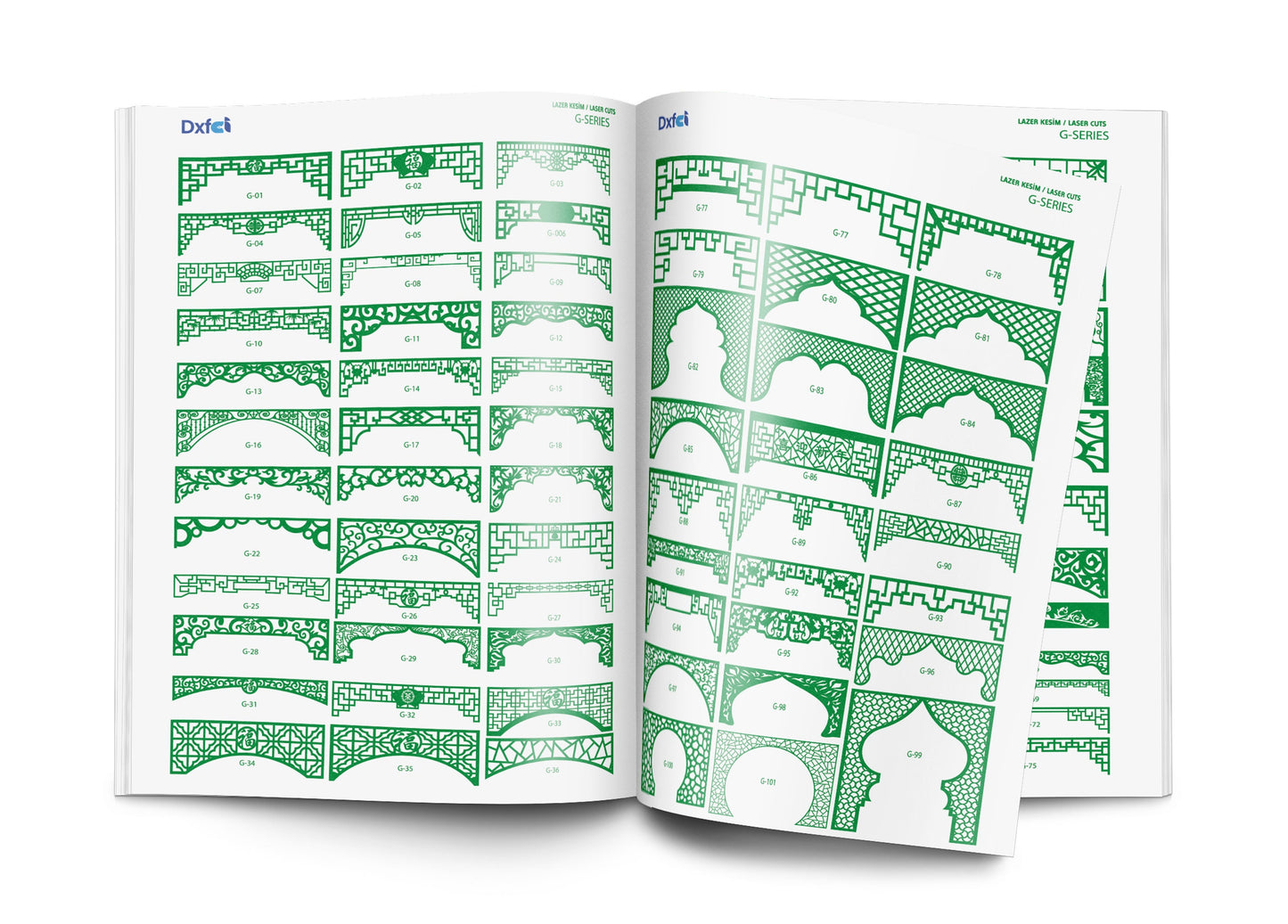 2500+ DXF Panel Files for Plasma Laser CNC -Green Pdf Catalog Ready-to-Cut Designs Dxf - Svg plasma cutting Metalic & Wood CNC machine!