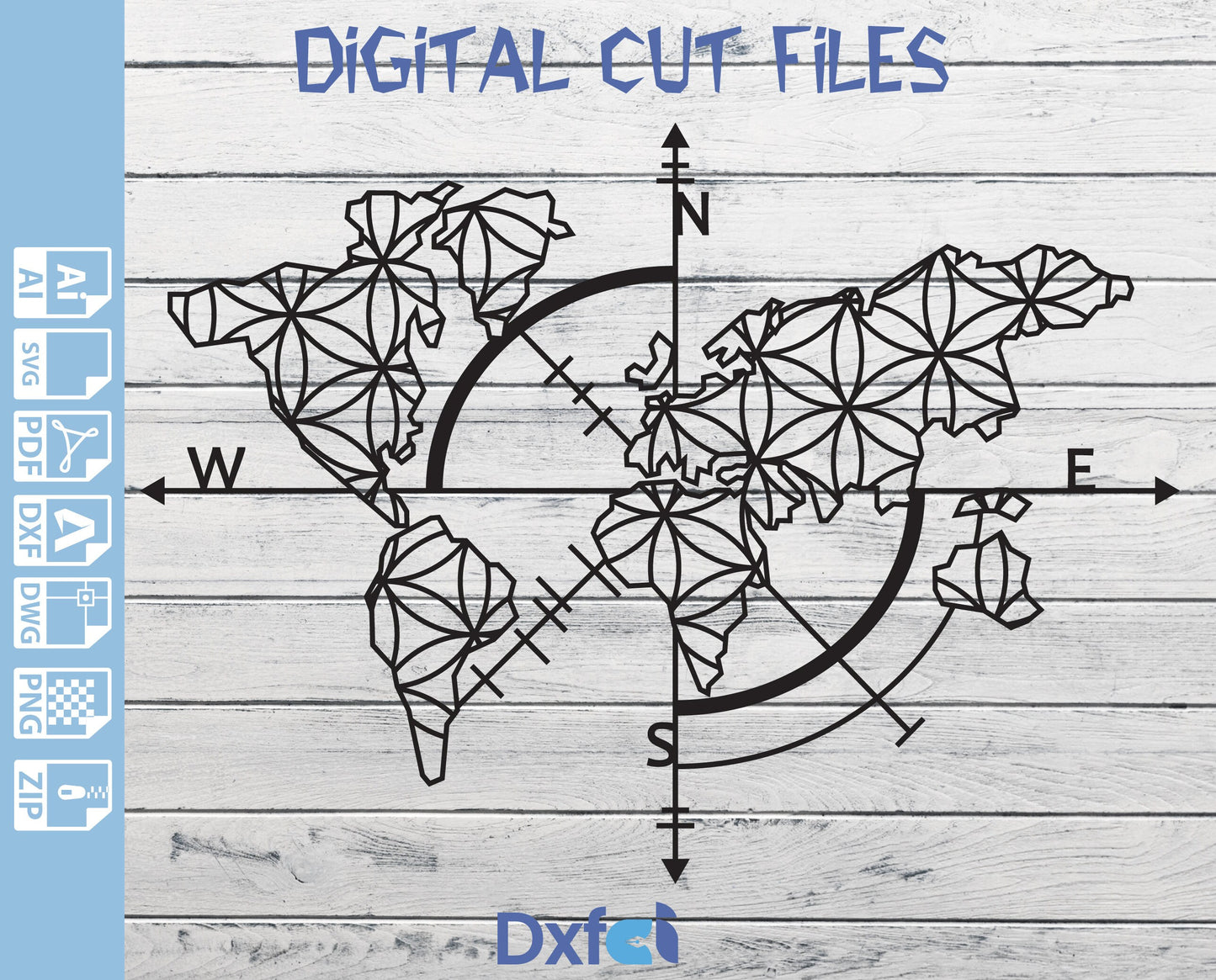 World Maps Svg Compass Svg Laser Cut Dxf Files World, world map, map laser cut svg dxf files