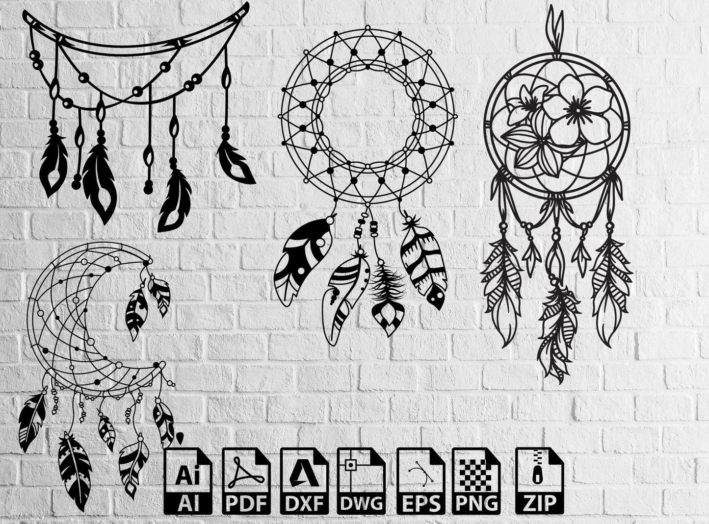 Dreamcatcher Svg, Dxf Files Laser Cut Plasma Split Monogram Dreamcatcher SVG, Dreamcatcher Clipart, Feathers Svg, , Lightburn ,Circut