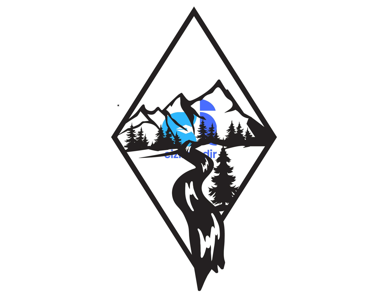 Waterfall Mountain Wall Design Decor Svg Dxf Laser Cut Plasma Metal Wood Cut and Print openclipart