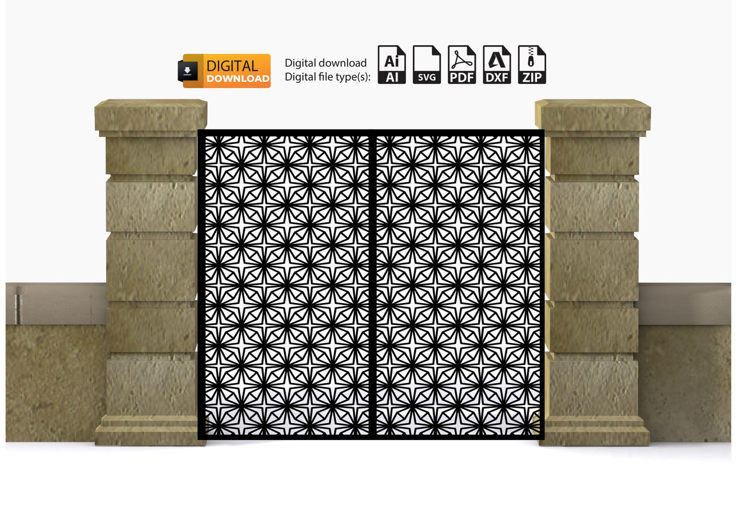 Garden Panel Dxf DXF file for laser cut garden gate Dxf Svg Files plasma cutting iron fence Metalic & Wood CNC machine! #3466