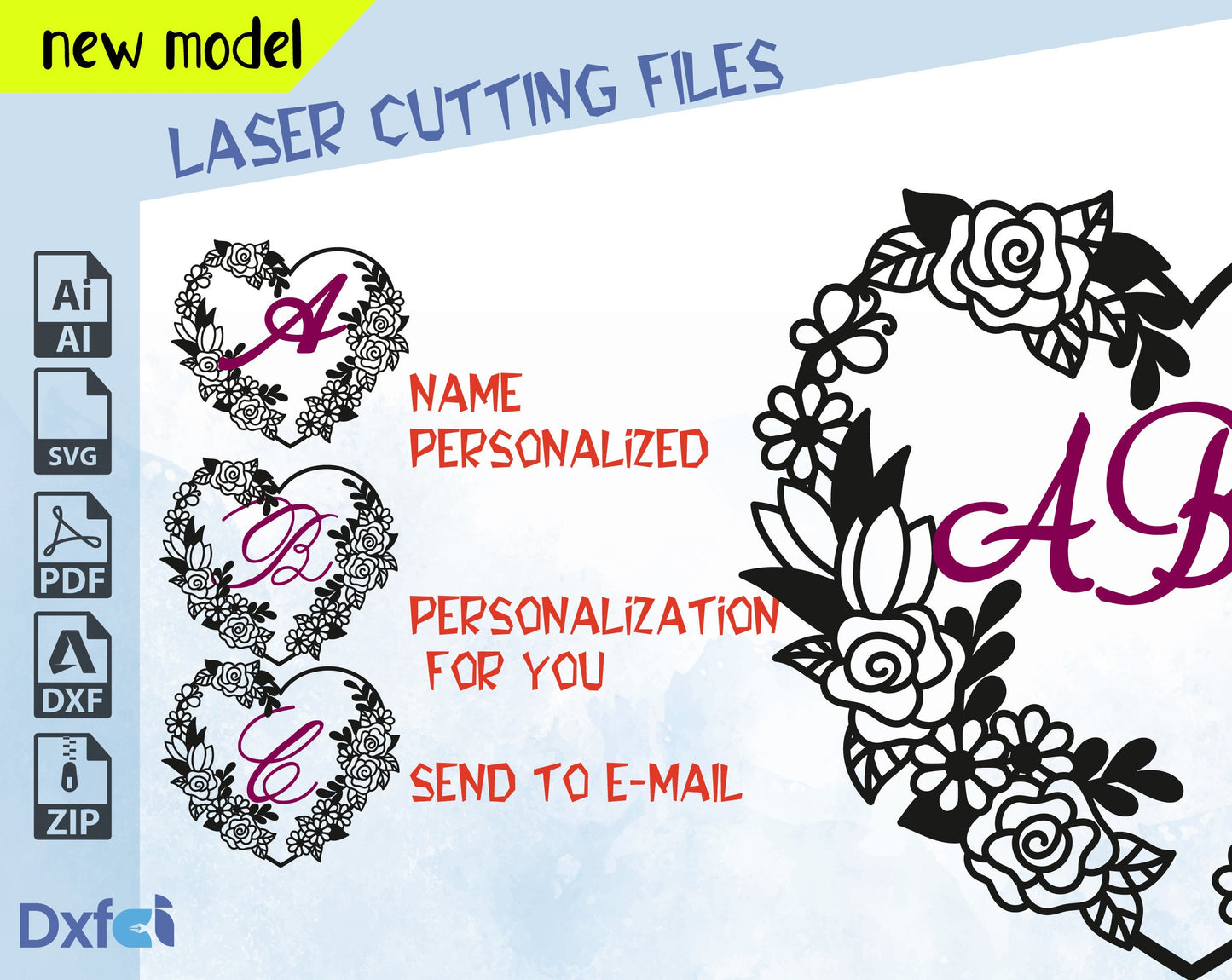 Flower Heart Svg, Custom name Cut Files Heart Svg Heart Wreath Svg, Cut File, Svg File for Girls, Flower Shirt Svg,Personalized Gift