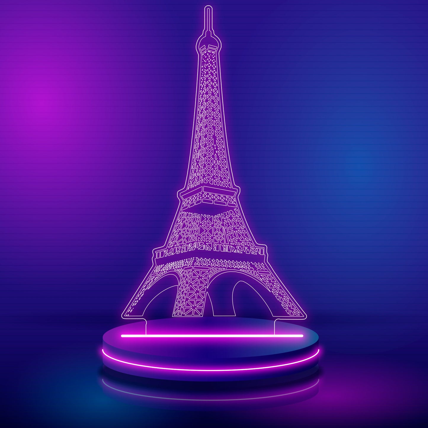 Eiffel Tower Svg 3D Night Light LED Illusion Lamp Couple Led Desk Lamp, Visual Bedroom Decoration, Dxf Christmas Birthday Gifts