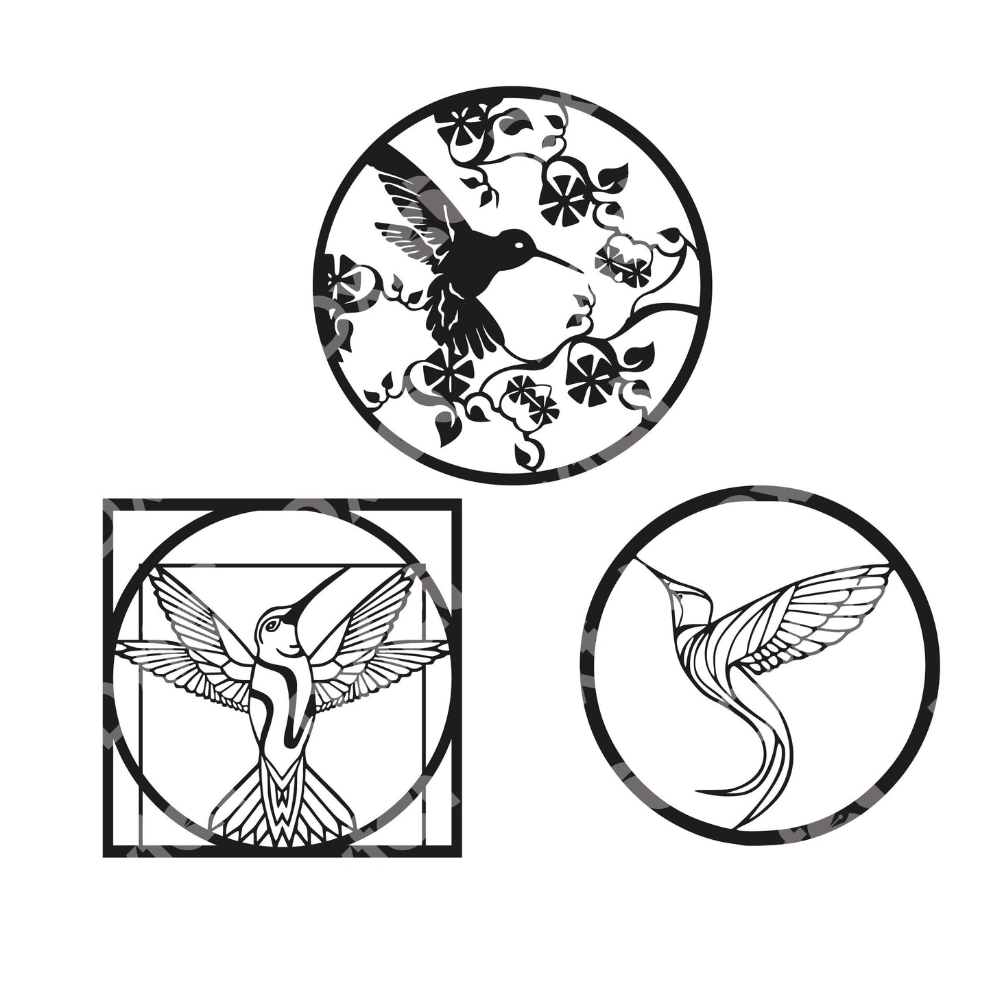 3pcs Hummingbird Svg ,American Hummingbird, Bird Svg , (Archilochus colubris) Svg Laser Cut, Hummingbird Dxf Plasma Cut, Router