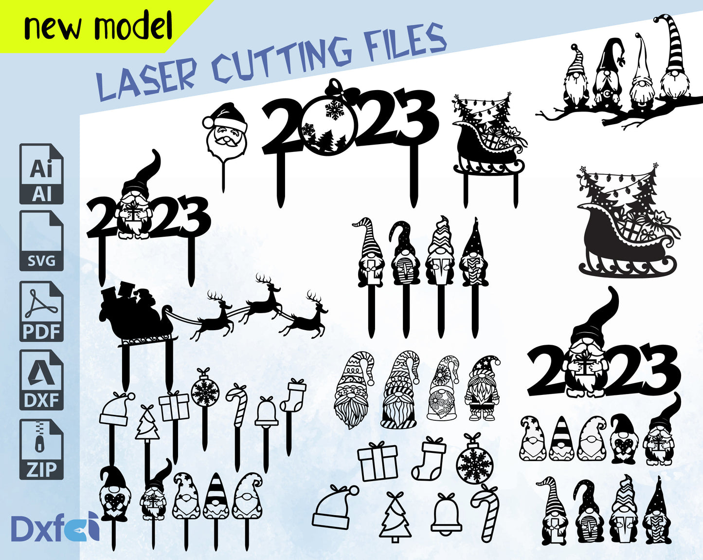Gnome Bundle SVG For Cut File,Christmas Doodle, Gnomes Svg Dxf Files