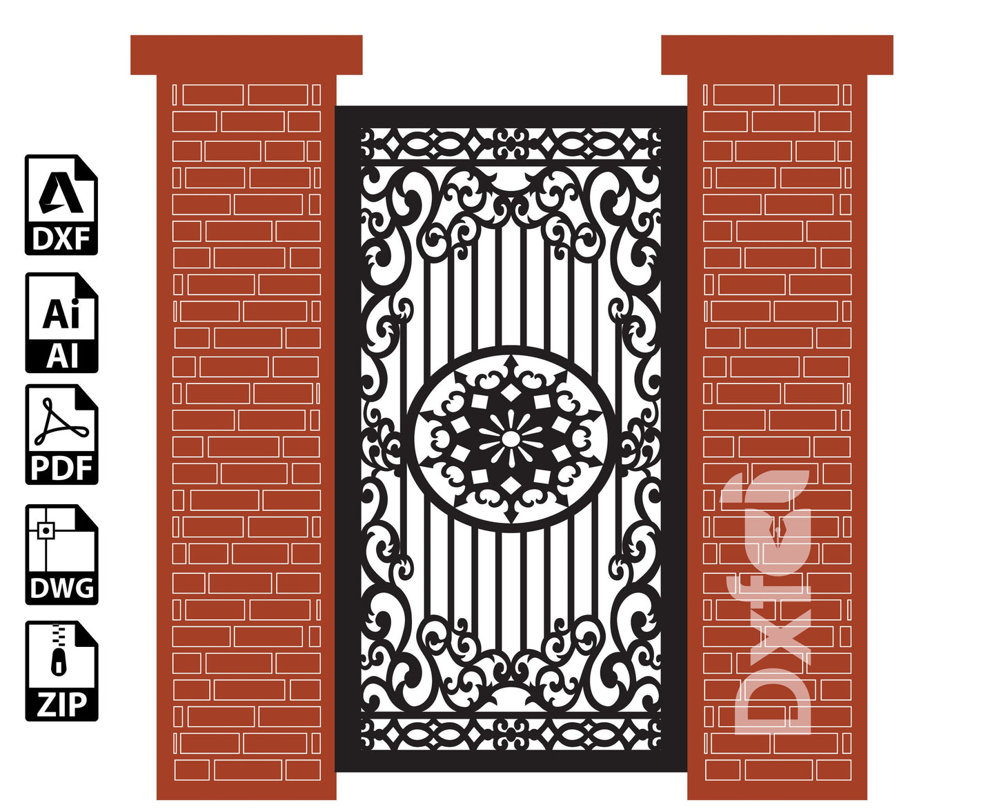 Wrought iron Gate Grill Panel Dxf Panel Partition Room Divider Vector Svg Dxf Files Laser Cutting CNC Plasma Cutter #KAP014