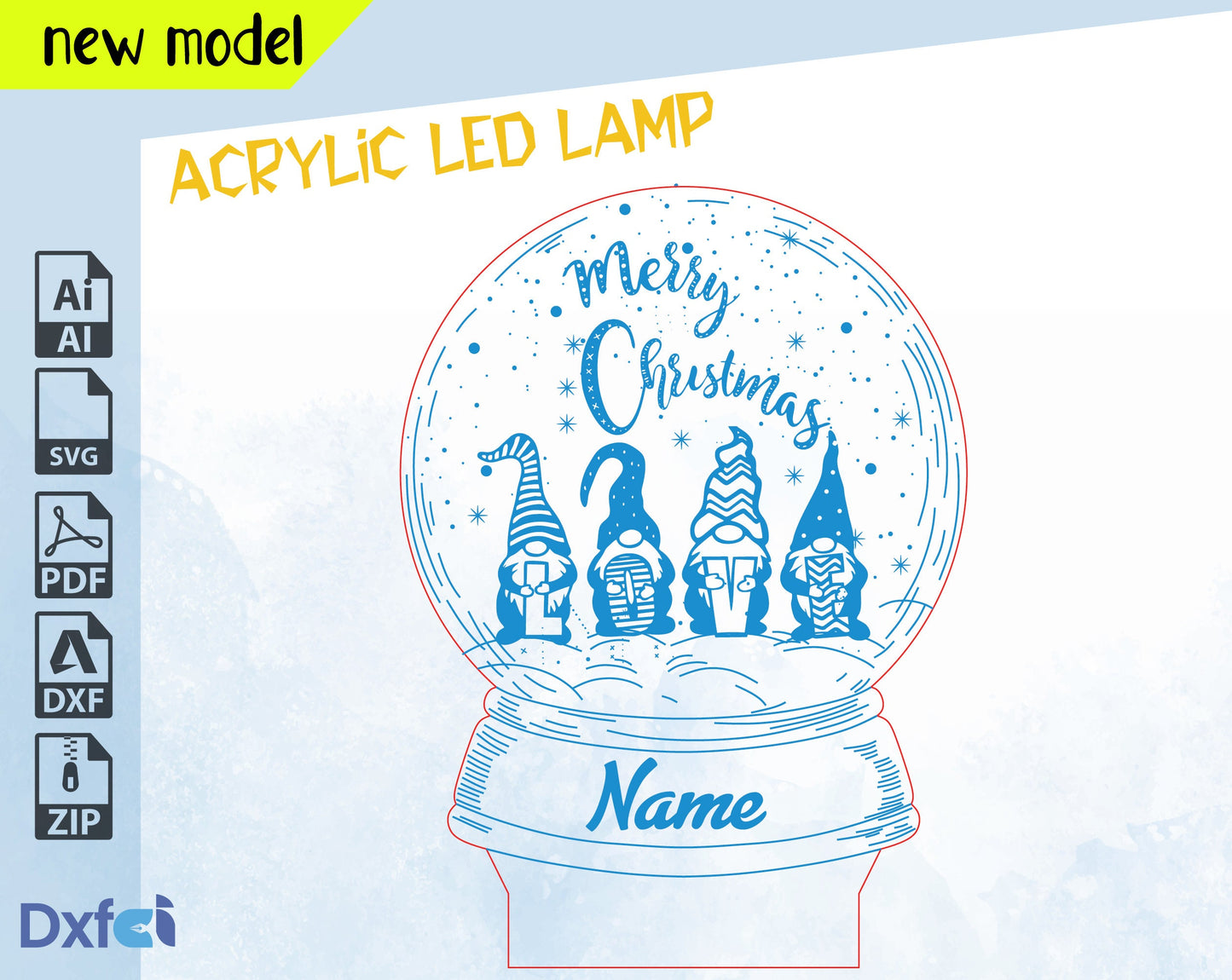 Gnome Santa Claus 3D Led Christmas Gnome Bundle SVG decor indoor , Gnome Custom illusion acrylic 3D lamp LED Night light Vector Files