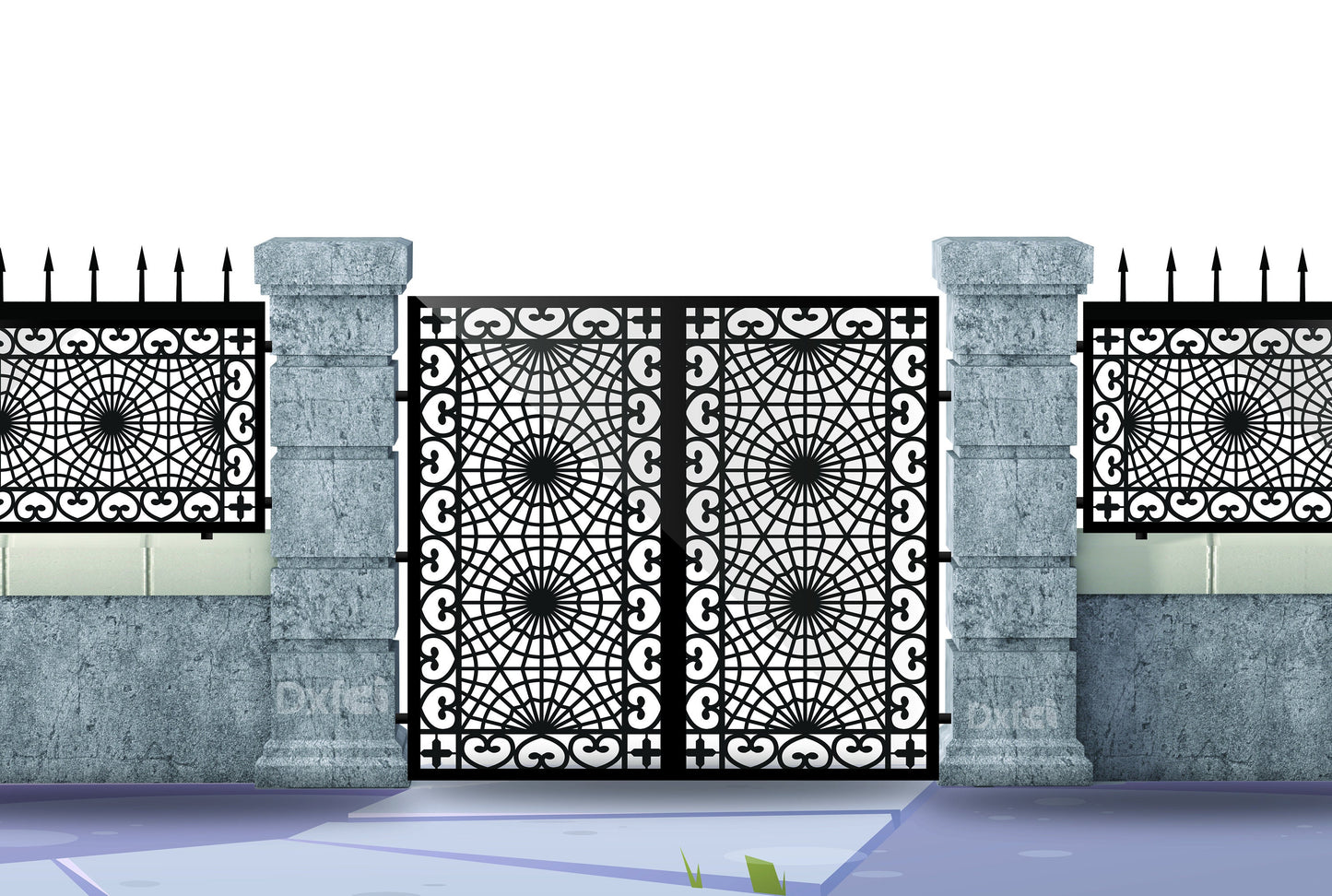 Door Panel Garden Fence Wrought Iron Drawing Door Panel Dxf Svg #2521