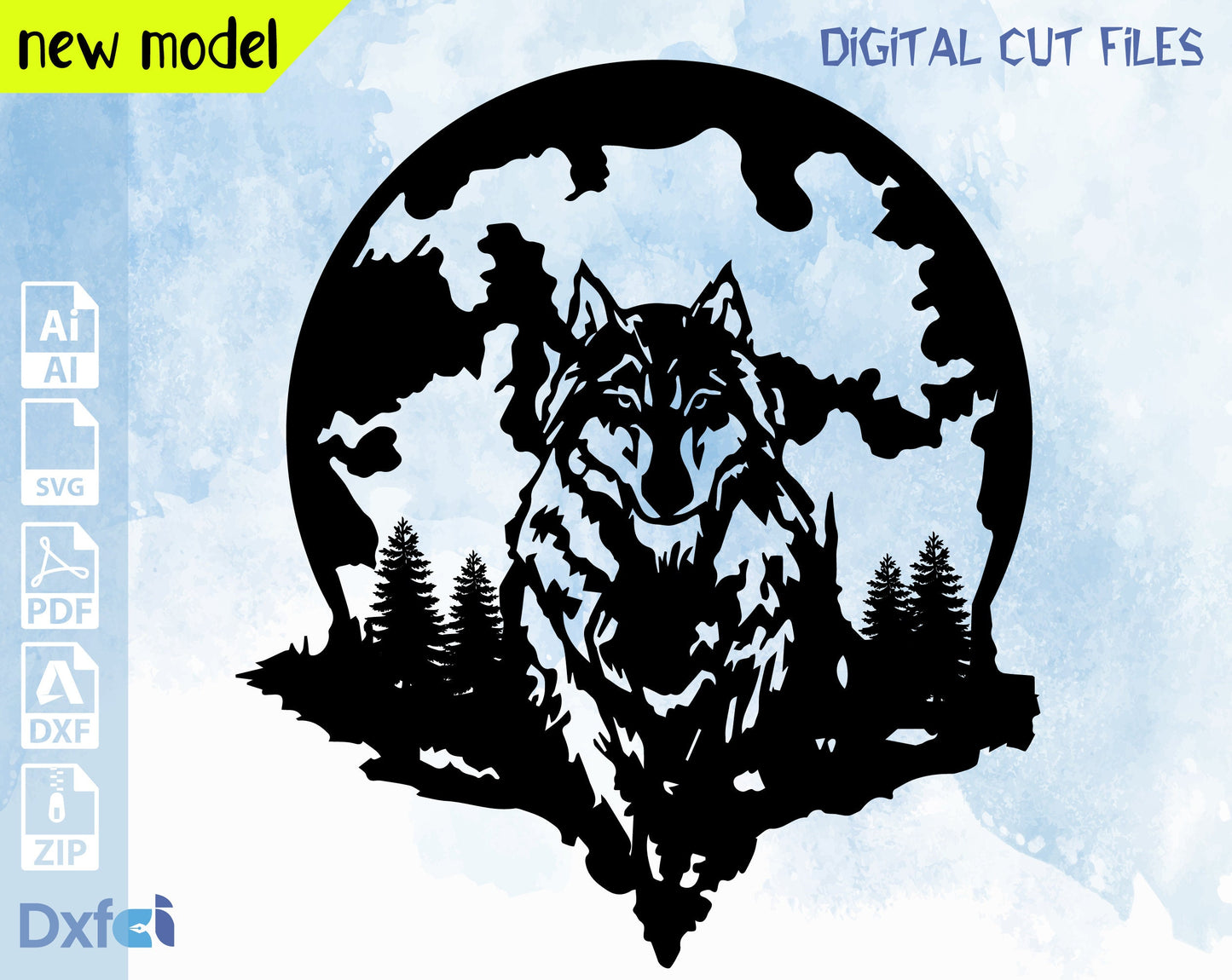 Wolf SVG Wolf Art, Wolf Mountain, Wolf PNG, Wolves Svg,Laser Cut Files