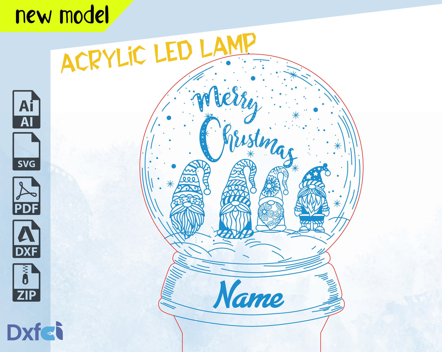 Gnome Santa Claus 3D Led Christmas Gnome Bundle SVG decor indoor , Gnome Custom illusion acrylic 3D lamp LED Night light Vector Files