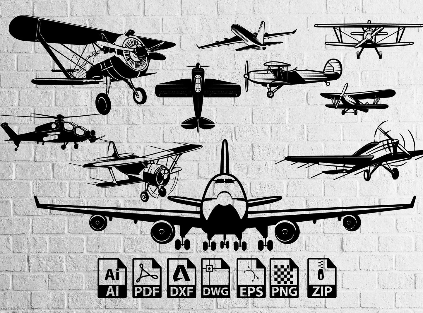 Airplane SVG Files Airplane Bundle Flight Dxf Cut Files ,Travel Vector Flight Vector Files, Airplane Clip Art Cnc Files Package Decor