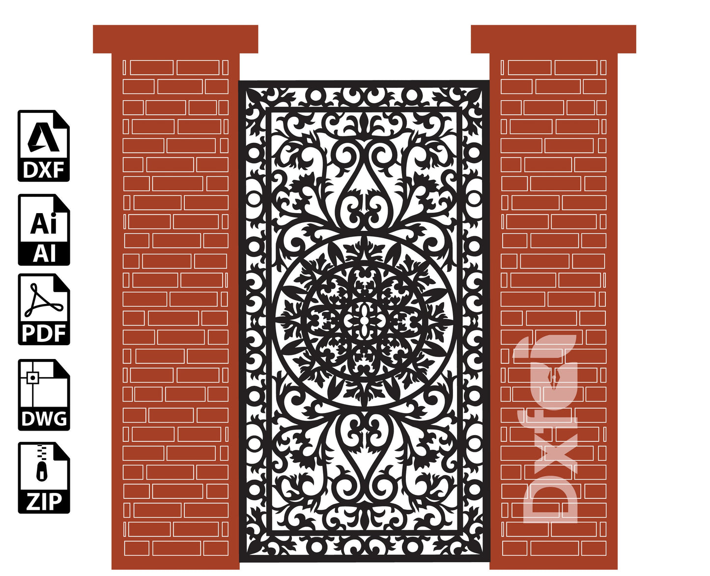 Digital Gate Grill Garden Doors Panel Dxf Panel Partition Room Divider Templates Vector Svg Dxf Files Laser Cutting CNC Plasma #KAP019