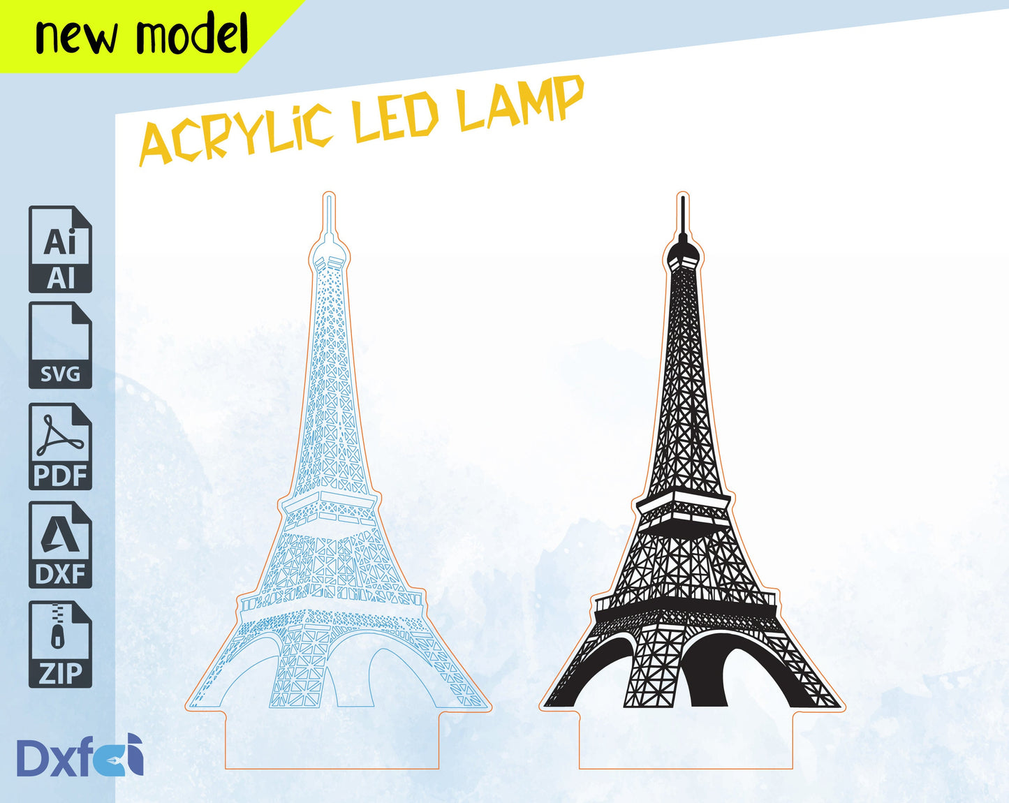 Eiffel Tower Svg 3D Night Light LED Illusion Lamp Couple Led Desk Lamp, Visual Bedroom Decoration, Dxf Christmas Birthday Gifts