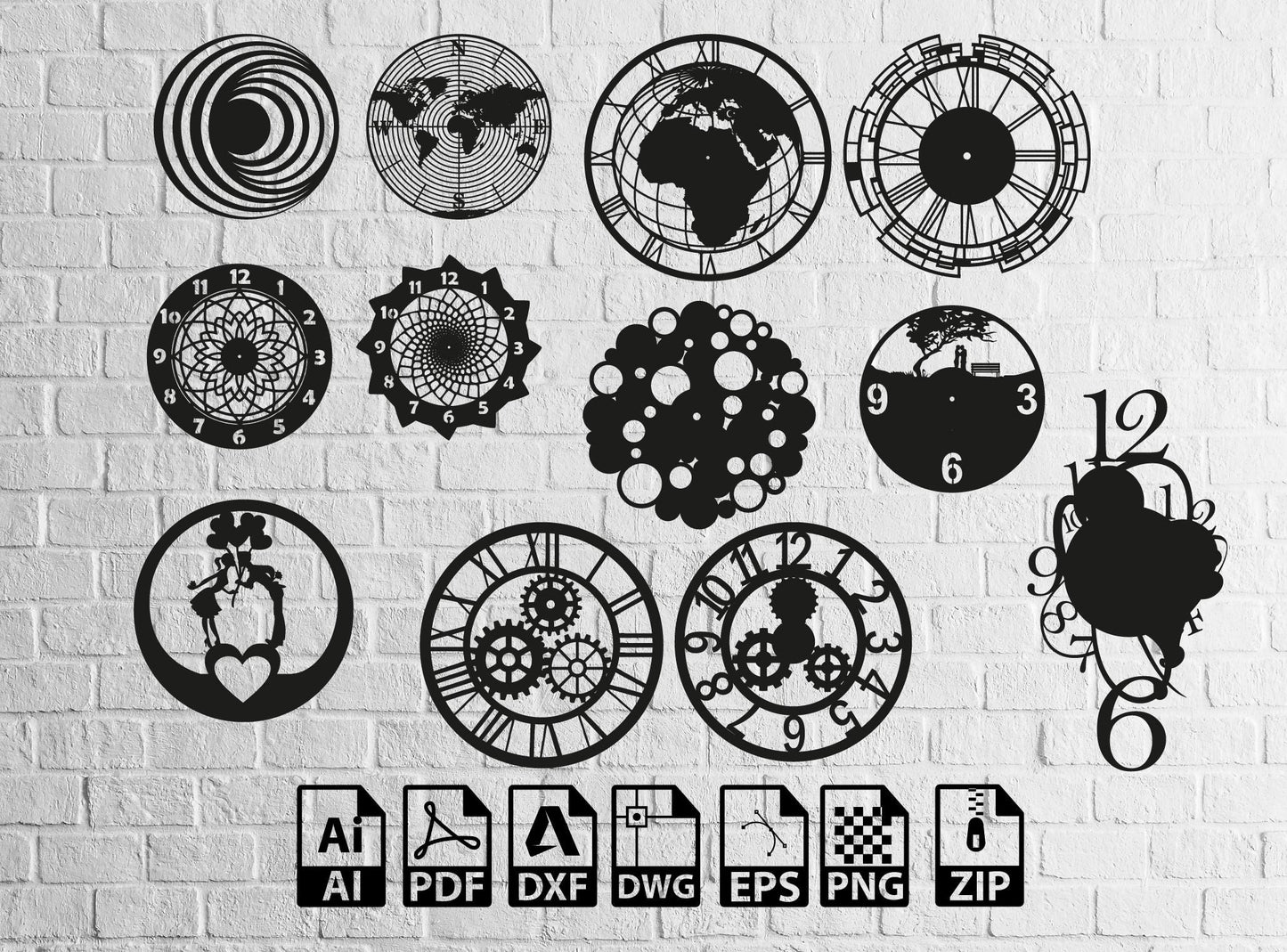 60+pcs Clocks Models Bundle Clocks Svg Wall Clock Dxf, Watch Models Wall Decor Clocks DXF Files for Laser Cut File Pieces Svg Big Package
