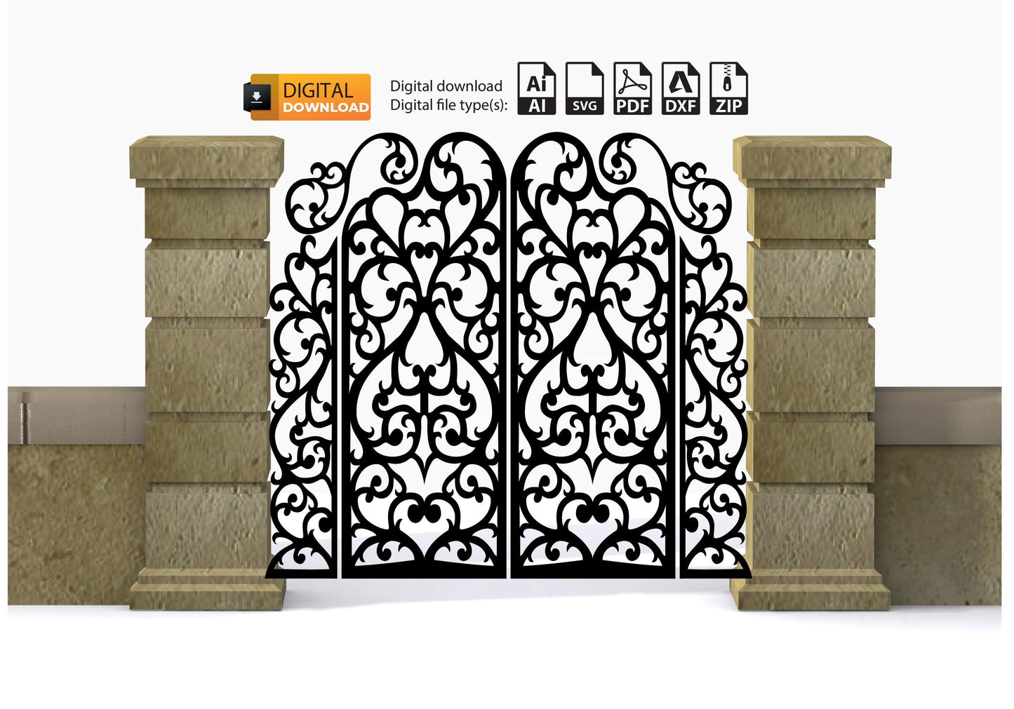 Garden Panel Dxf DXF file for laser cut garden gate Dxf Svg Files plasma cutting iron fence Metalic & Wood CNC machine! #3450