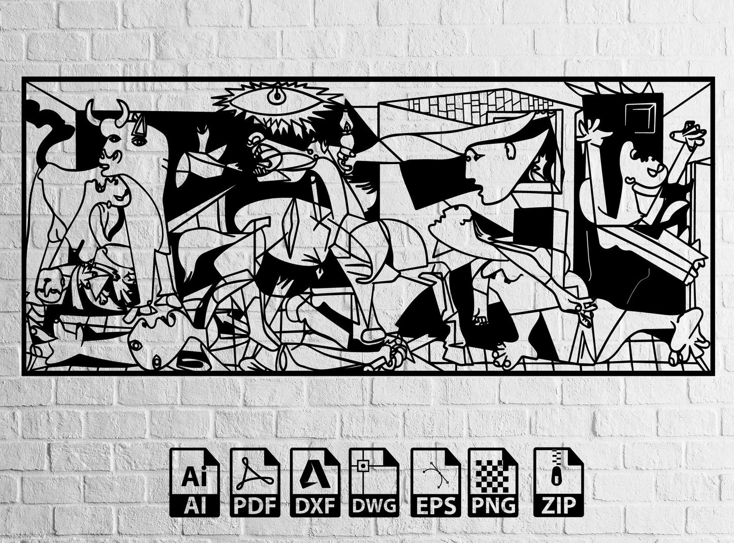 Guernica Pablo Picasso Svg Guernica Dxf Pablo Picasso Svg Digital Laser Cut CNC Cutting, CNC Router, Digital, Vector Files