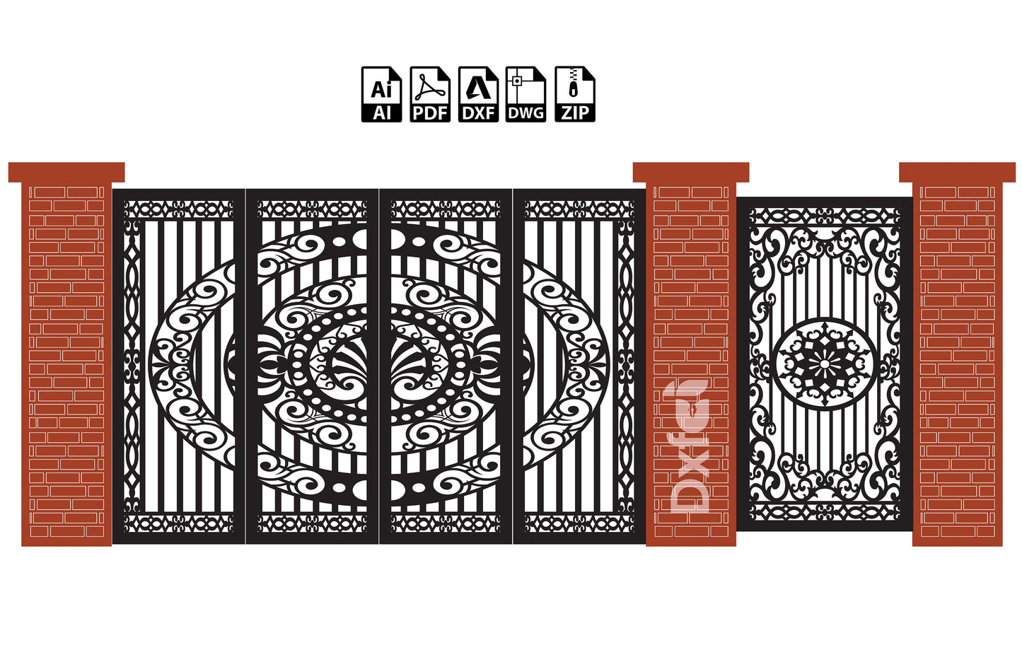 Wrought iron Gate Grill Panel Dxf Panel Partition Room Divider Vector Svg Dxf Files Laser Cutting CNC Plasma Cutter #KAP014