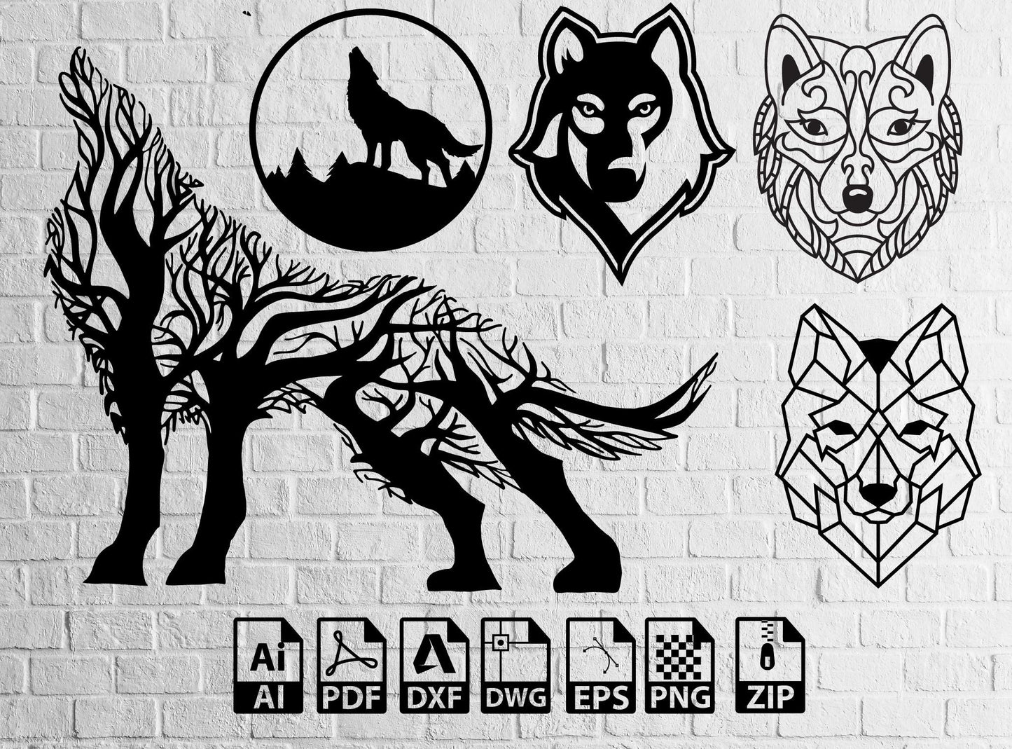 Wolf Svg Wall Decor wolves Dxf Laser Cut, Svg, Dxf, CNC Cutting, CNC Router, Digital, Vector Files