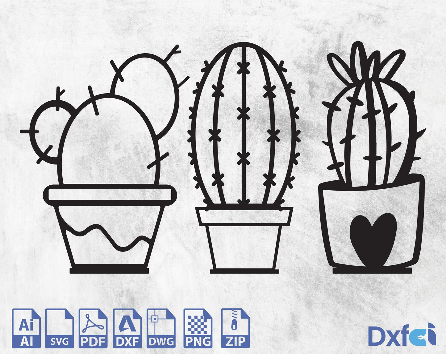 Cactus Svg Laser Triple Cactus decal silhouette digital Lightburn ,Circut digital file