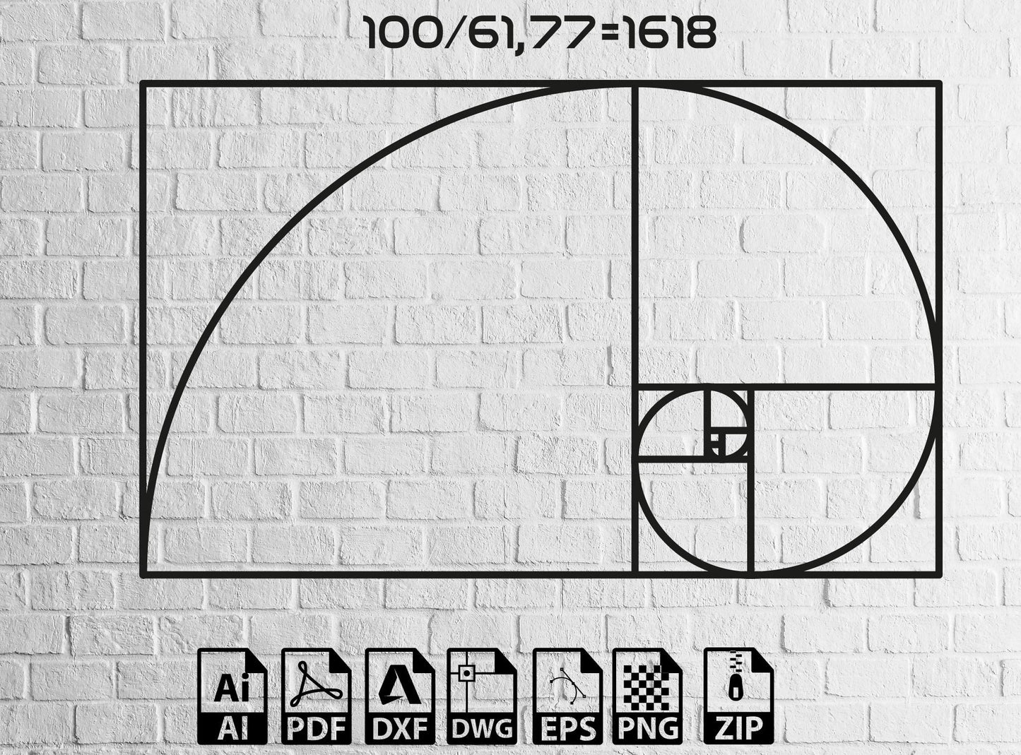 Golden Ratio Svg ,Phi Symbol Svg 1618 Design Wallart Decor Laser cut files Laser Cut Dxf Files , Lightburn ,Circut