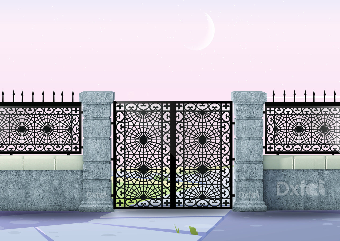 Door Panel Garden Fence Wrought Iron Drawing Door Panel Dxf Svg #2521