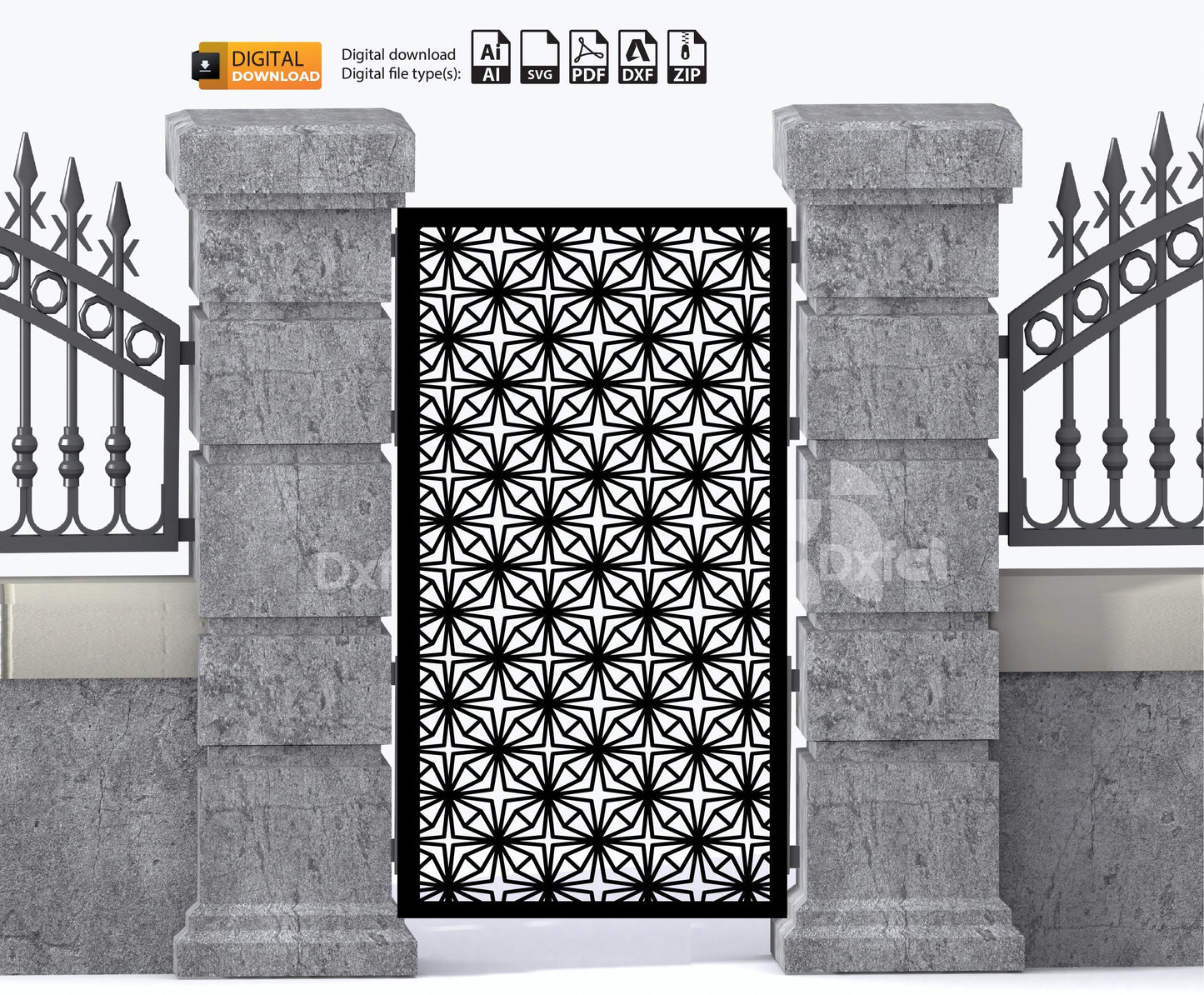Garden Panel Dxf DXF file for laser cut garden gate Dxf Svg Files plasma cutting iron fence Metalic & Wood CNC machine! #3466