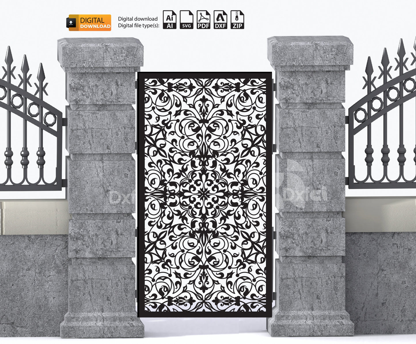 Elegant Garden Fence Laser Cut Design Dxf - Svg Files Intricate Metal Panel SVG, DXF File for Outdoor Laser Cut Files Dxf Laser #3156