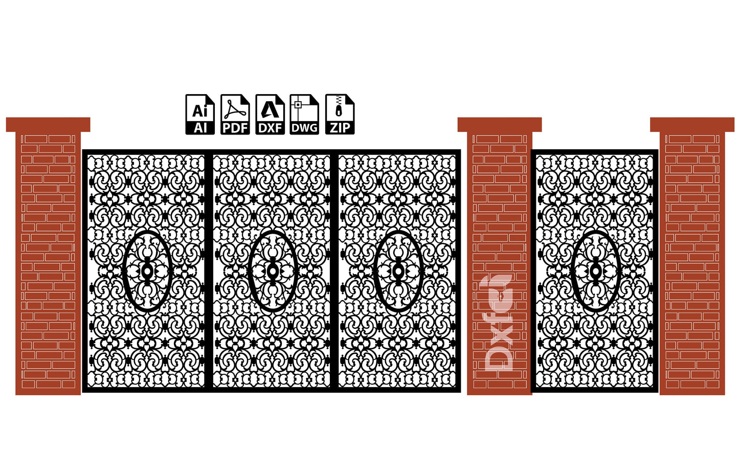 Wrought iron Gate Grill Panel Dxf Panel Partition Room Divider Vector Svg Dxf Files Laser Cutting CNC Plasma Cutter #KAP013