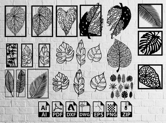 Fall leaf svg bundle,  Laser Cut Dxf Files Fall Leaves Svg  leaf svg Bundle Fall png, dxf,Cut files for Cricut, Silhouette, Halloween svg