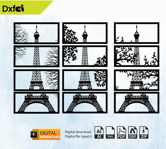 Eiffel Tower SVG Dxf Files | Laser Cut Files | CNC Vector Design