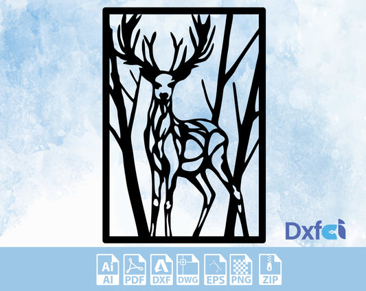 Deer Svg Branches svg, Laser Cut File Plasma Home Decor Wallart Deer svg, Deer Clipart, Deer Strokes svg, Deer Cutfile , Lightburn ,Circut