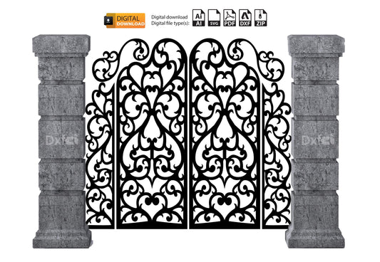 Garden Panel Dxf  DXF file for laser cut garden gate Dxf Svg Files plasma cutting iron fence Metalic & Wood CNC machine! #3450