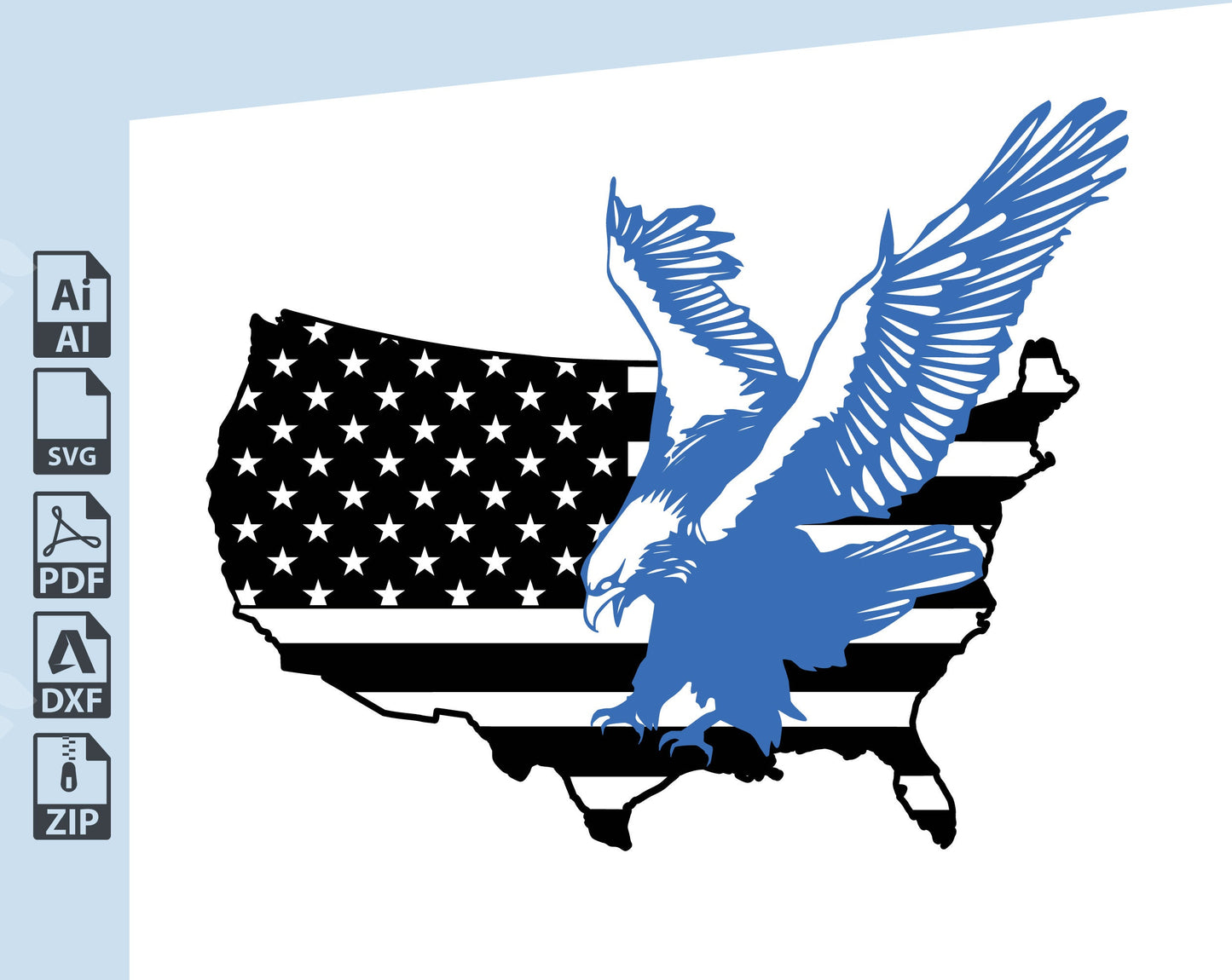 Eagle Flag Usa Svg United States -Usa 5Pcs SVG/DXF - LaserCut Files Digital Download