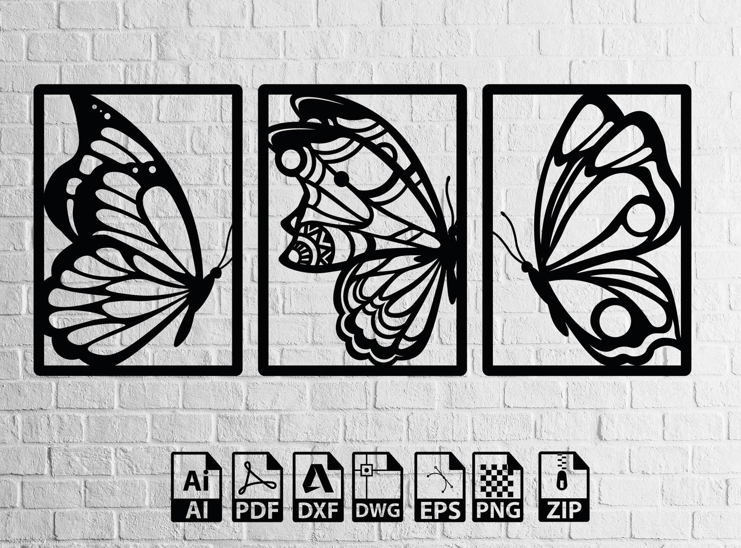 Butterfly SVG, Butterflies DXF, Laser Cut File, Wall Art, Digital Vector Files, Instant Download, Lightburn, Cricut, CNC Cutting