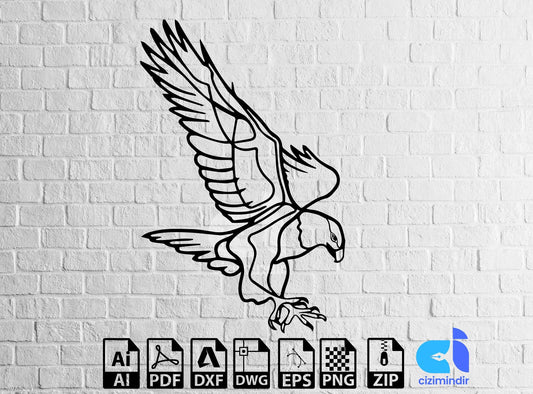 Falcon Eagle Svg Wall Decor Laser Cut Laser Cnc Cutting Drawing Dxf Svg Duv843