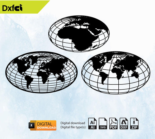 Elips Earth Globe SVG | Planet Earth Clipart | Cricut Cut Files | Globe Silhouette Digital Download | Instant Access #Duv754